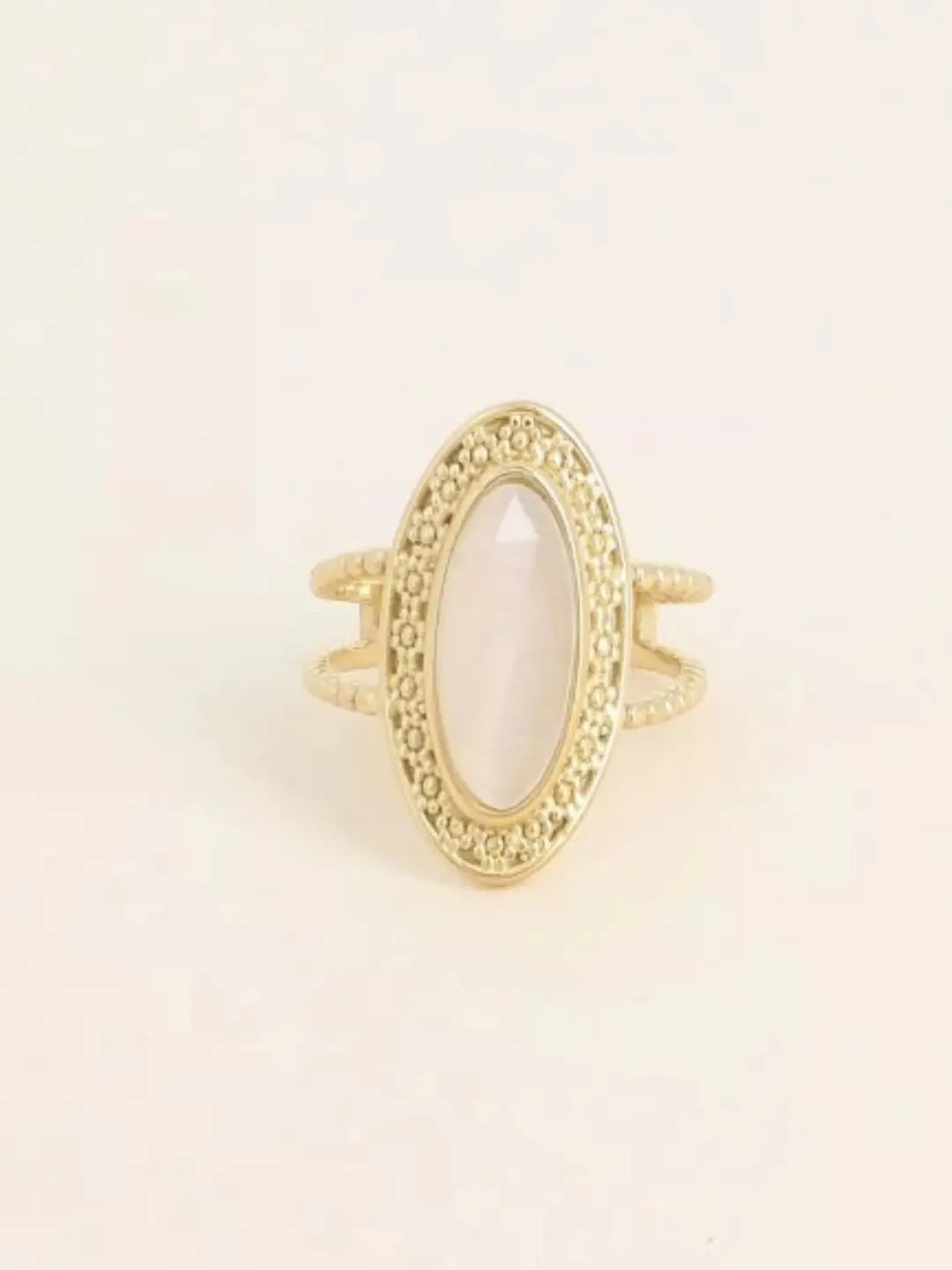 Bague AVA - oeil de chat blanc