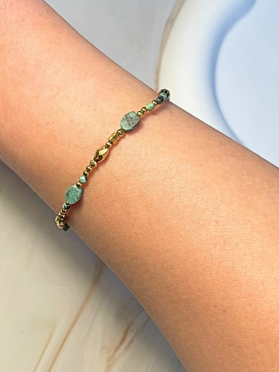 Bracelet Alba orné de pierres naturelles Turquoise d'Afrique