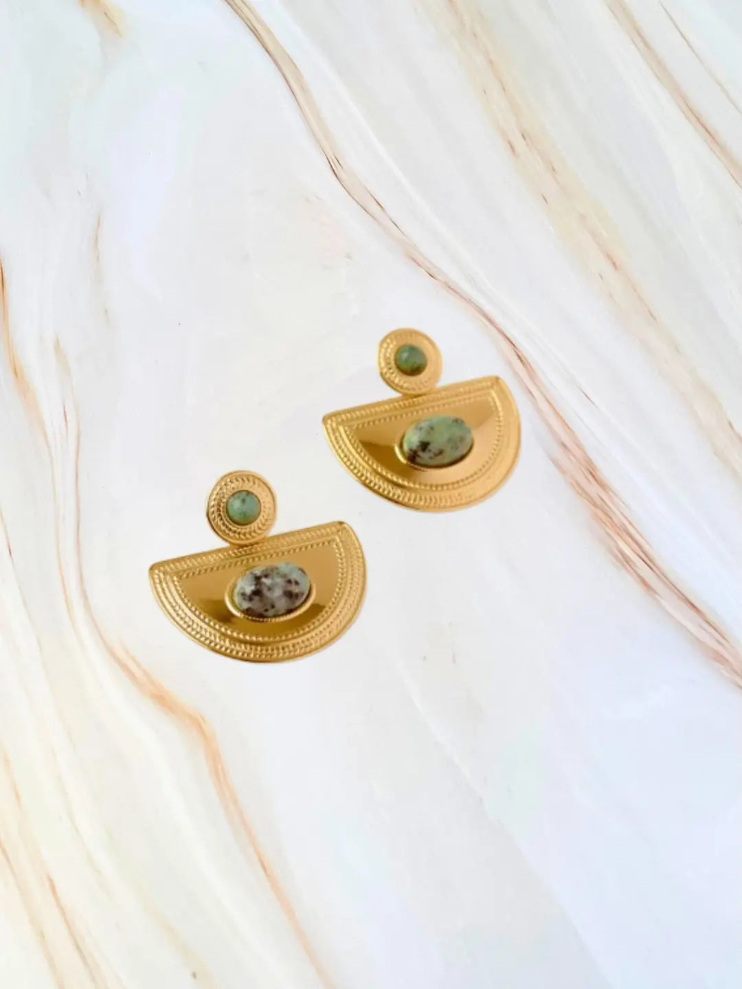 Boucles d'oreilles Cali ornées de pierres naturelles Turquoise d'Afrique