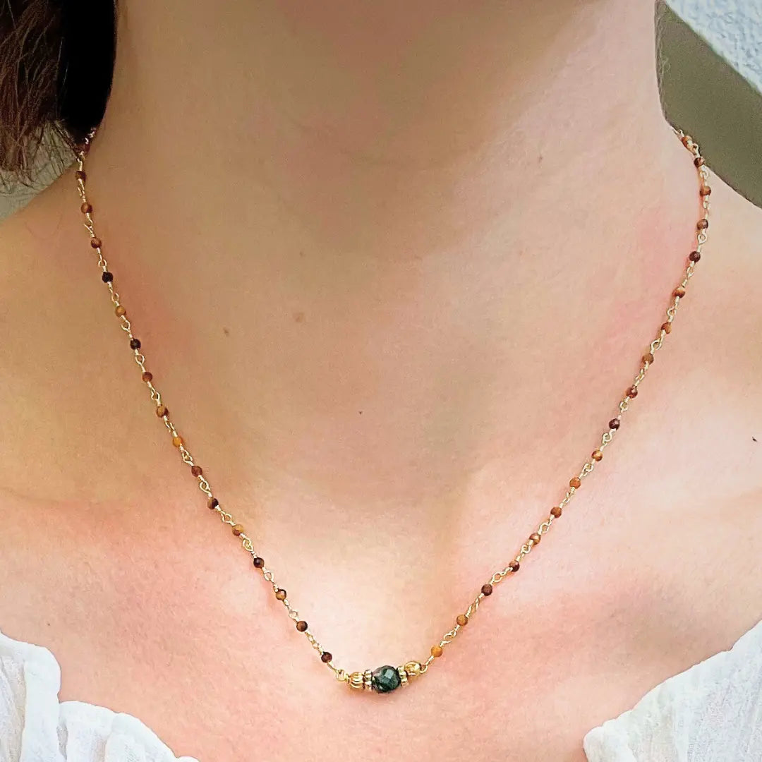 Collier Noa en pierres naturelles d'œil du tigre